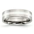 thumbnail image 1 of Stainless Steel Sterling Silver Inlay Flat 6mm Polished Band Size 6.5, 1 of 6