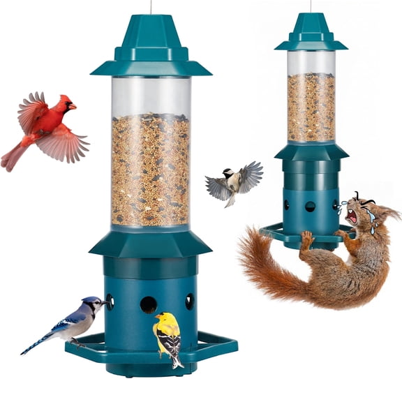 Kingsyard Squirrel Proof Weight-Activated Perch Wild Bird Tube Feeder, 3 lb Capacity