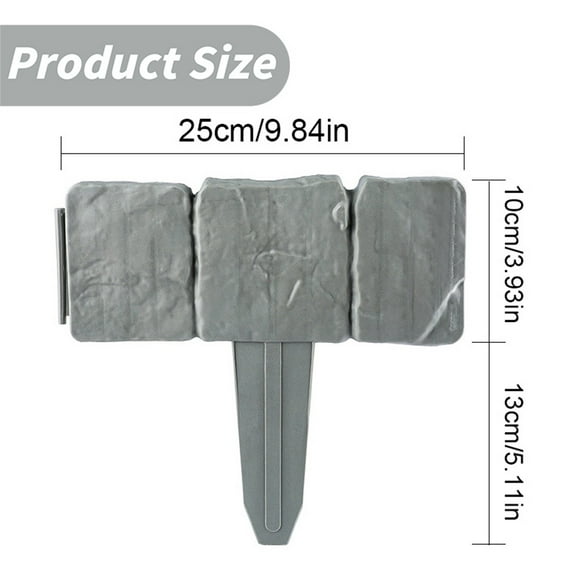 Plastic Garden Edging Stone-Look Border,Decorative Flower Bed Fence for Landscaping,20 Pieces of White Interlocking Lawn Stakes,Lawn Fence Plastic Cobblestone Effect Edging,Landscape Edging Stone