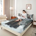 thumbnail image 3 of Castle Fairy Snow Wildlife Bear Queen Sheets 4 Pieces,Frost Pine Forest Queen Sheet Sets,Brown White Gray,1 Fitted Sheet, 1 Flat Sheet and 2 Pillowcases, 3 of 6