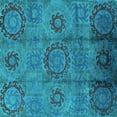 thumbnail image 1 of Ahgly Company Indoor Square Oriental Turquoise Blue Industrial Area Rugs, 7' Square, 1 of 4
