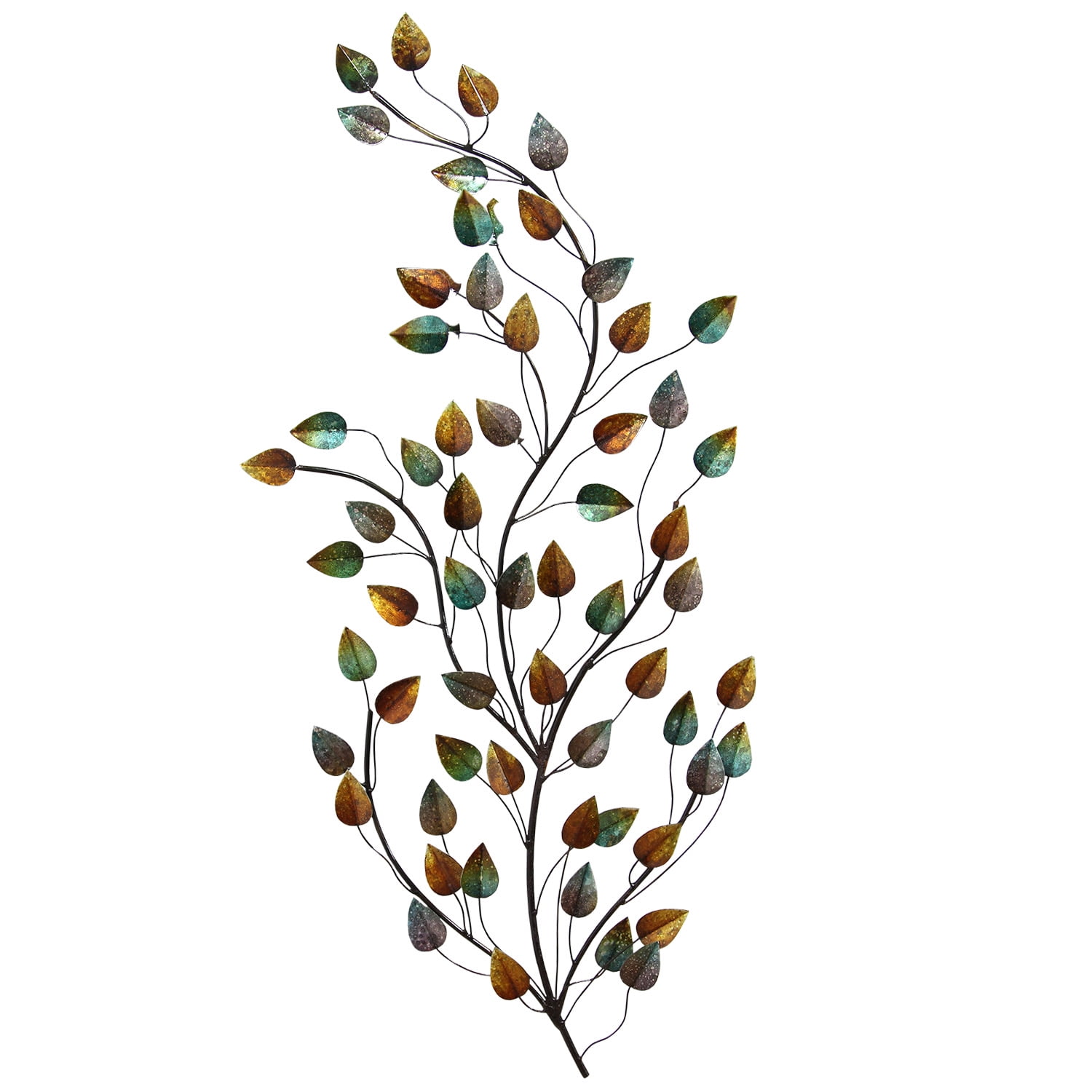 Coleford Multicolor Blowing Leaves Large Metal Wall Decor