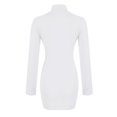 thumbnail image 5 of Bodycon Dresses for Women Long Sleeve Dress Casual Crew Neck Slim Fitted Fleece Midi Dresses White, 5 of 8