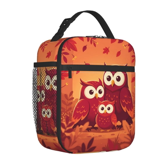 Owl Lunch Box, Aesthetic Patterned Insulated Meal Tote, Reusable Heavy-Duty Thermal Bento Carrier, Durable Hand-Held Portable Bag for Work and Outings