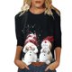 thumbnail image 4 of ICHUANYI Clearance Women's Fashion Printed Loose T-shirt 3/4 Sleeves Blouse Round Neck Casual Tops(White, M) ICHUANYI WER2023081205951, 4 of 5