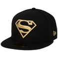 thumbnail image 1 of Superman Gold Logo Black Colorway New Era 59Fifty Fitted Hat-7 Fitted, 1 of 6