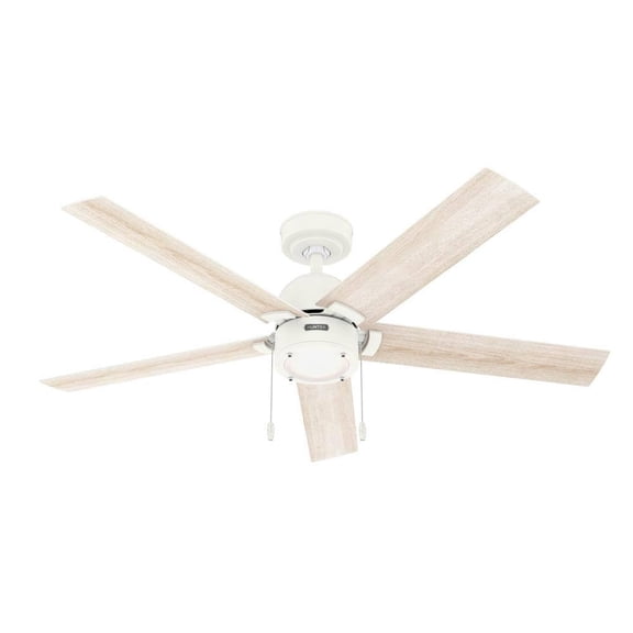 Restored Hunter Fan 52 Inch Matte White Indoor Ceiling Fan with Light and Pull Chain, Reversible Motor and 5 Blades for Living Room, Bedroom, Office, Laundry Room (Refurbished)