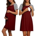 thumbnail image 5 of Diufon Nursing Dresses Breastfeeding 3 in 1 Labor/Maternity/Nursing Short Sleeve Round Neck Maternity Nightgown, 5 of 8