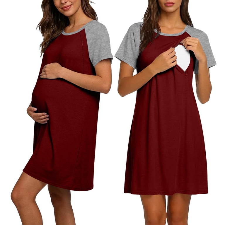 Loopsun Women Maternity Dresses Short Sleeve Round Neck Solid Multi Purpose Loose Maternity Nursing Dress - Walmart.com Loopsun Women Maternity Dresses Short Sleeve Round Neck Solid Multi Purpose Loose Maternity Nursing Dress - Walmart.com
