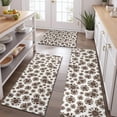 thumbnail image 2 of White Brown Sunflower Pattern Kitchen Rugs Sets Of 3,Kitchen Runner Rugs Non Skid Washable,Decorative Kitchen Floor Mats for Kitchen,Sink,Laundry,17"x30"+ 17"x47" + 17"x59", 2 of 6