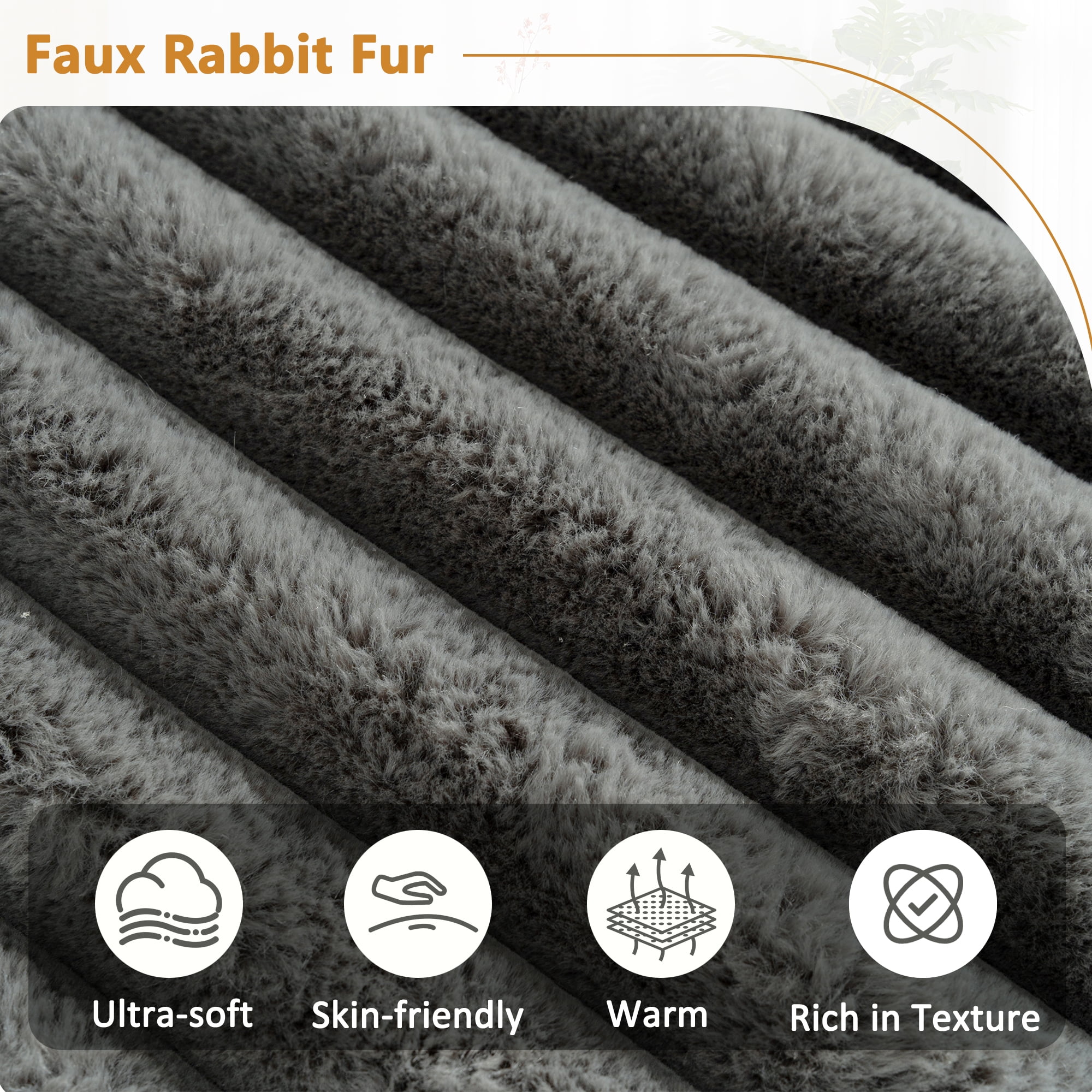 MOONMISS 110" Faux Rabbit Fur L-Shaped Modern Minimalist Modular Free Combination Sofa-Gray