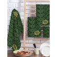 thumbnail image 2 of Dark Green Gold Floral Kitchen Dish Towels for Drying Dishes Set of 4, Modern Abstract Art Spring Flowers Waffle Weave Microfiber Hand Tea Bathroom Towels Quick Dry & Absorbent Towel 15.7x23.6, 2 of 7