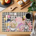 thumbnail image 2 of Bunny Easter Placemats Set of 8, Eggs Plaid Spring Floral Black White Farmhouse Placemats for Dining Table, Place Mats for Kitchen Tabletop, Waterproof Wipeable Dining Table Mats Set, 2 of 9