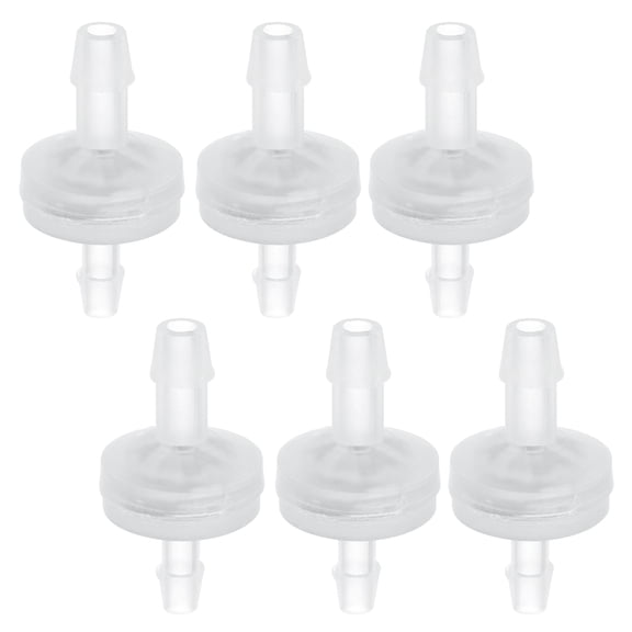 Uxcell 1/4 5/32 Inches One Way Check Valve, 6 Pcs Plastic Hose Barb Inline Non-Return Ozone Resistance Plastic Valves for Fuel Gas Water Liquid Air, Clear