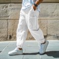 thumbnail image 2 of Afdoent Men's Casual Pants Men's Linen Casual Pants Breathable Comfortable Lightweight Relaxed Fit Trousers For Daily Wear And Outdoor Activities Comfortable, 2 of 4
