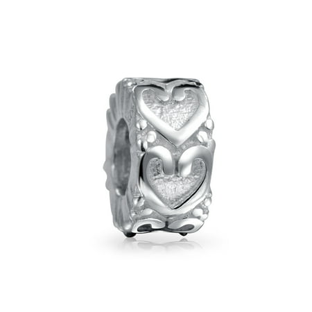 Vintage Spacer - Vintage Styled Endless Heart Spacer Charm Bead .925 Sterling Silver