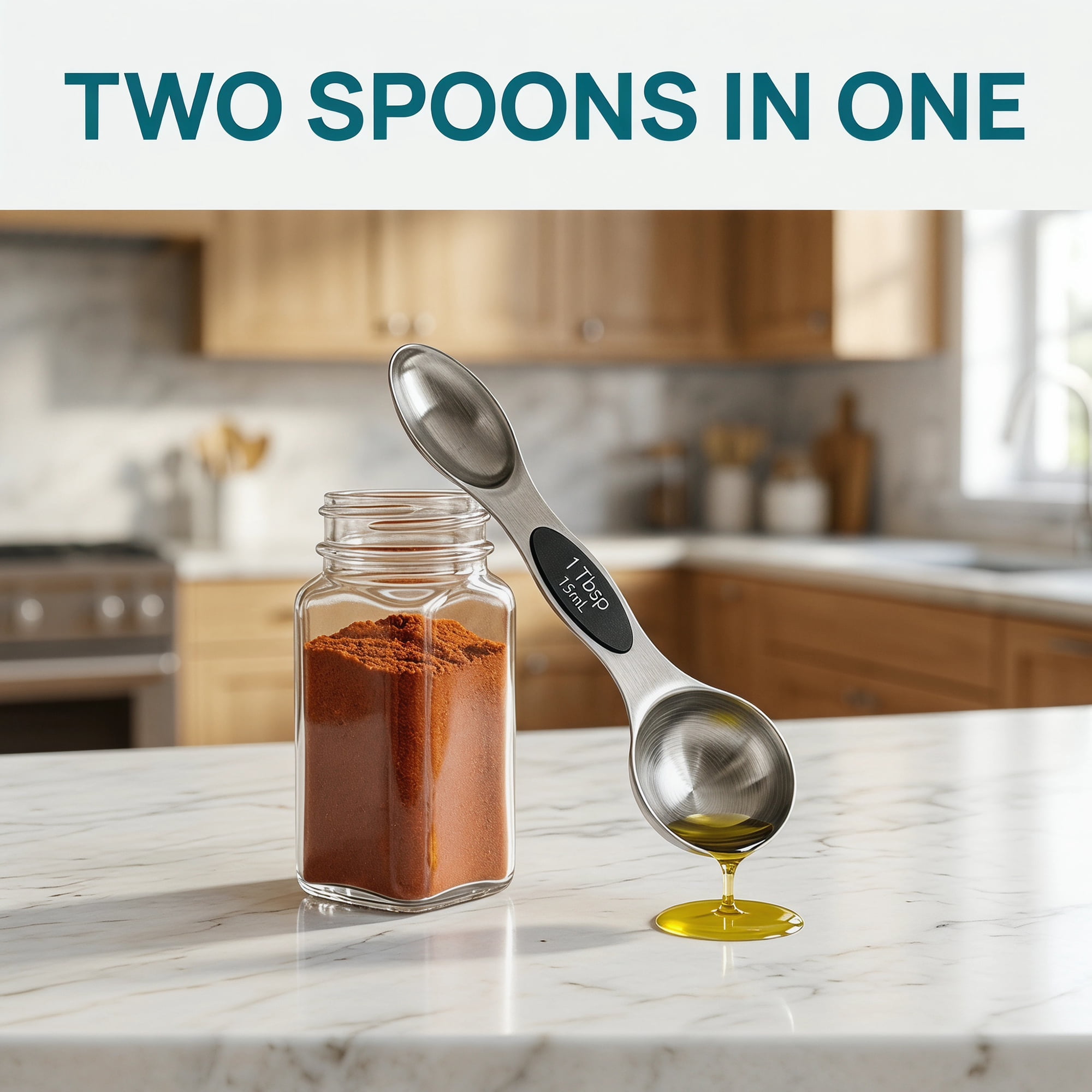 Unique Bargains Stainless Steel Magnetic Measuring Spoons for Easy Storage Black 5Pcs
