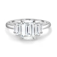 thumbnail image 2 of 2.00Ct Emerald Cut Moissanite Trilogy Engagement Ring, Baguette SideStones, 10K White Gold, US 9.5, 2 of 8