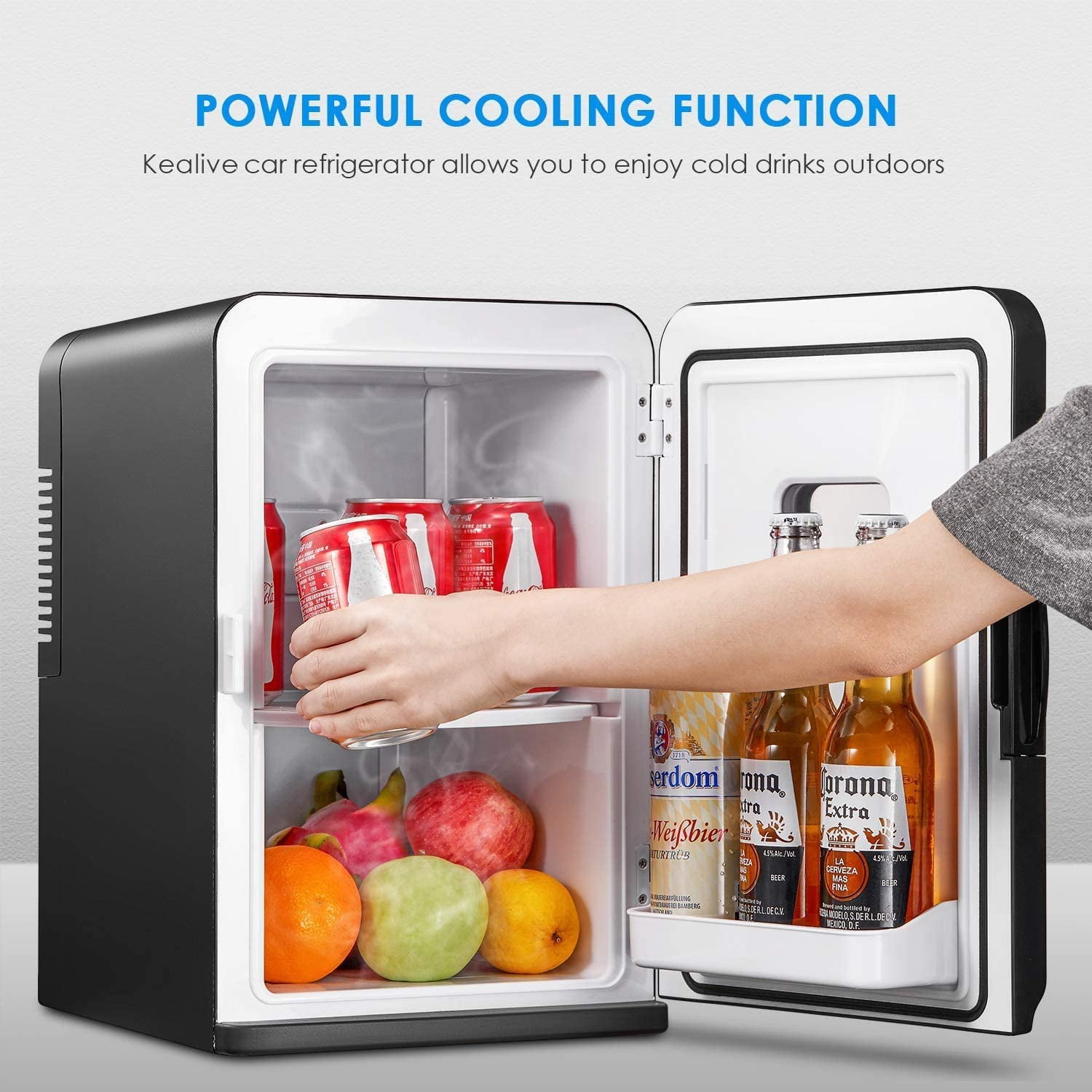 NORTHCLAN Mini Fridge, 15 L/21 Can Personal Refrigerator, Portable Cooler  &Warmer, Beverage & Skincare, 110V/12V, Black, Width 11.8, New