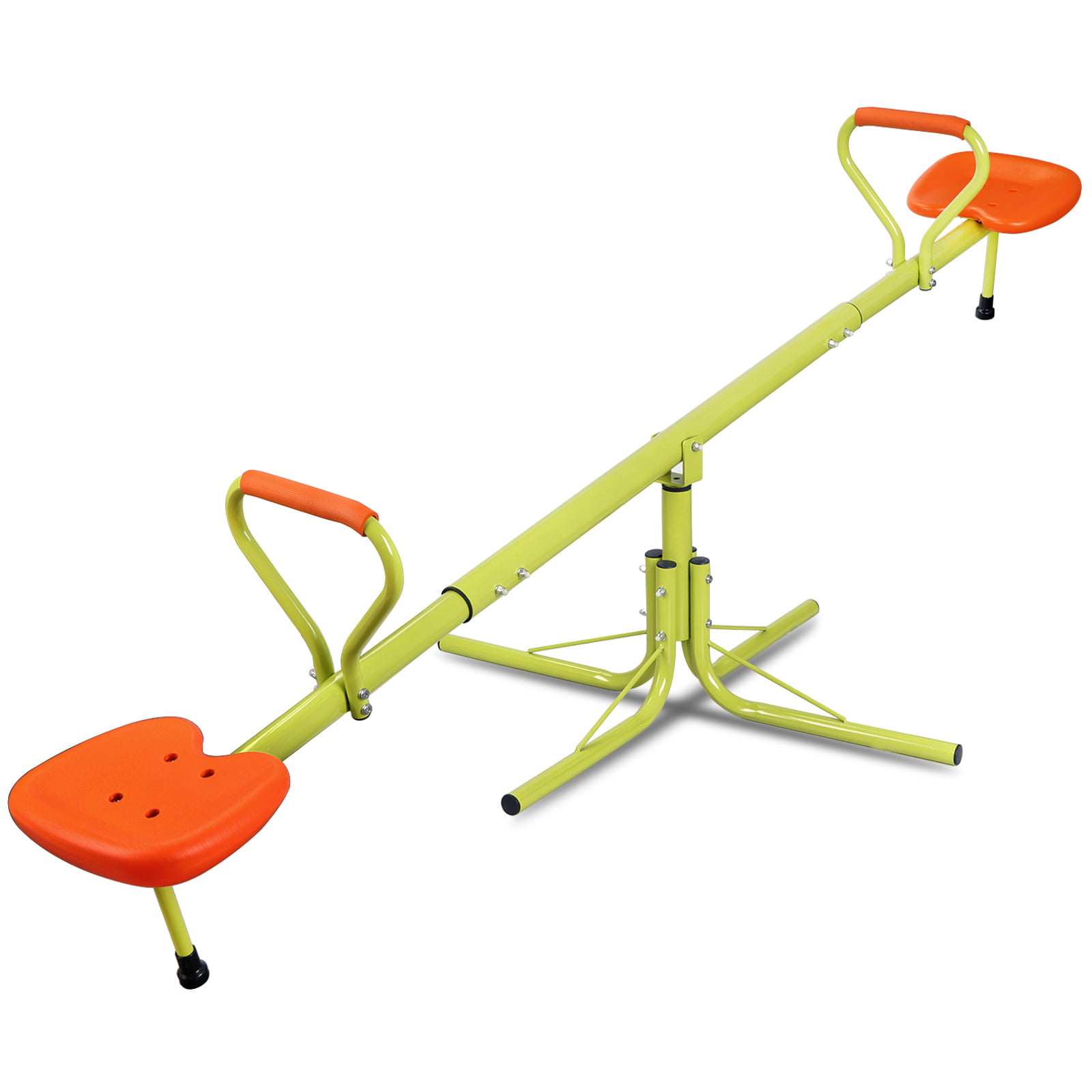 Stopper Pole Comfortable Seat & Handle Green Costzon Kids Seesaw Swivel Backyard Teeter Totter Playground Equipment Outdoor with 360 Degree Rotation