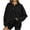 Black, variant on Hoodies for Women 2025 Trendy Fall V Neck Button Down Long Sleeve Solid Color Fall Winter Pullover Sweatshirts Tops,Black,S