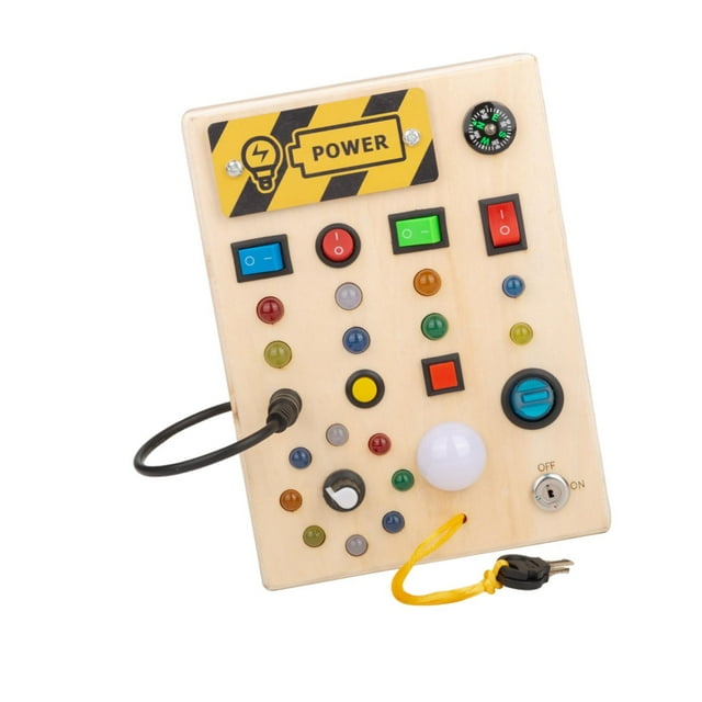 Lipstore Wooden Busy Board with LED Light Early Learning Educational Toy Development Toy B