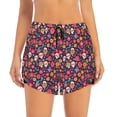 thumbnail image 2 of Susaid Apricot color Skull flower Print Women's High Waisted Running Shorts Quick Dry Athletic Gym Track Workout Shorts Zip Pocket-Small, 2 of 7