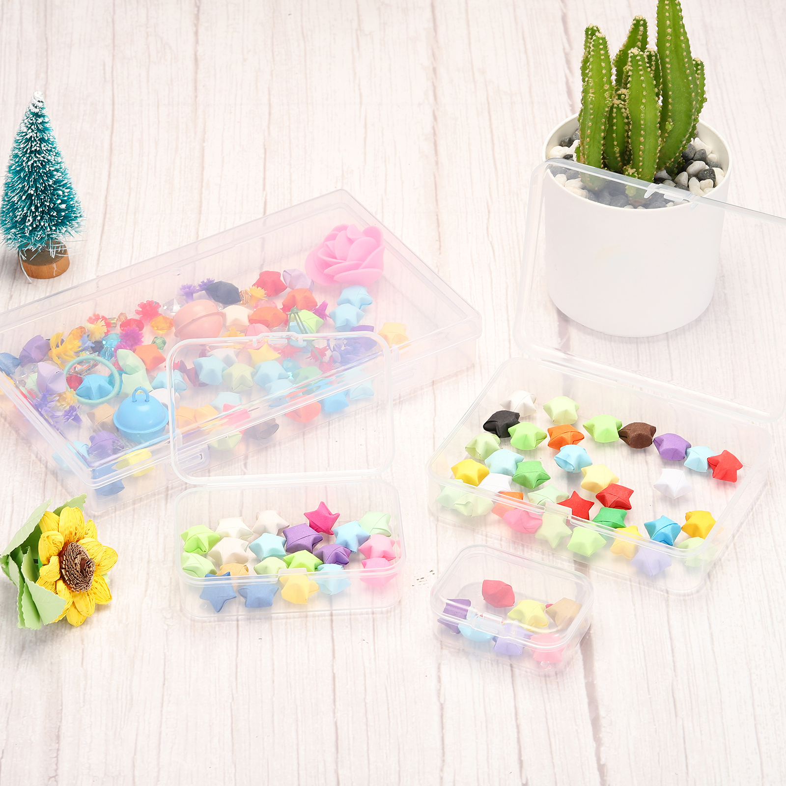 Unique Bargains 6Pcs 7.3"x3.5"x1.8" Mini Plastic Storage Containers for Crafting Clear