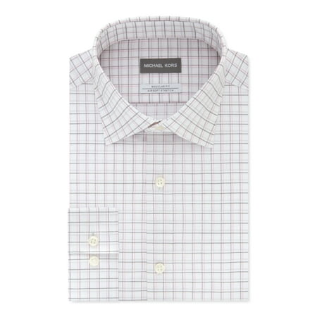 MICHAEL KORS Mens Light Blue Plaid Collared Classic Fit Stretch Dress Shirt XXL 18.5- 36/37