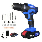 Bowoshen 21V Max Electric Screwdriver Cordless Drill Driver Tool Li-Ion Battery 3/8 Inch