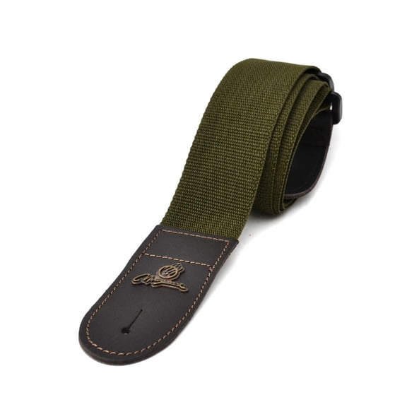 Magma Leathers 2" Soft-hand Polypropylene Guitar Strap with Leather Ends Militar Green (07MP11.)
