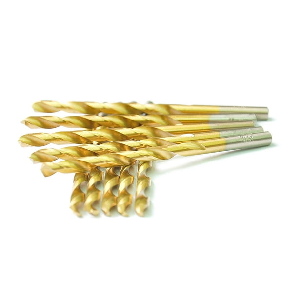 10pcs 19/64" HSS Titanium Coated Drill Bits for Metal Wood Plastic DRILLFORCE