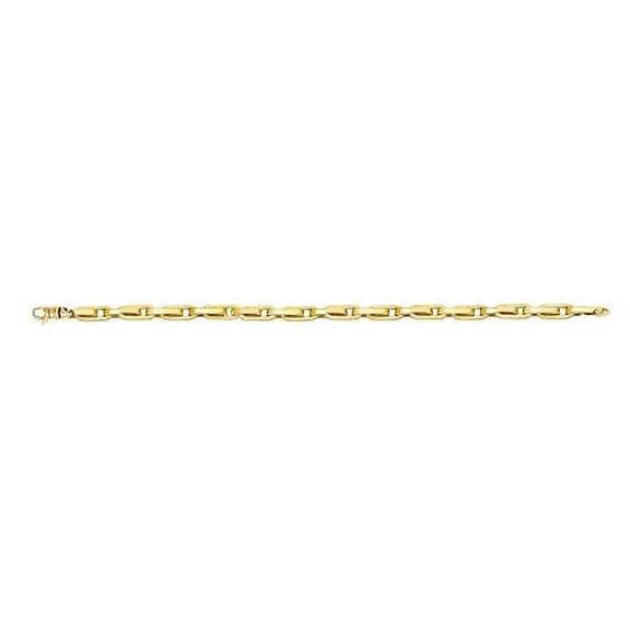 JewelStop 14K Yellow Gold Shiny Alternate Long Oval Link Bracelet, Lobster Clasp