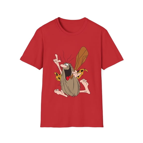 Cartoon Caveman Graphic T-Shirt Funny Stone Age Character Tee Retro Vintage Caveman Shirt Unisex Cotton Gift for Men Women