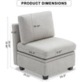 thumbnail image 2 of Weture Middle Module for Modular Sectional Sofa, Customizable Sectional Sofa Couch Accent Armless Chair, LightGray, 2 of 2