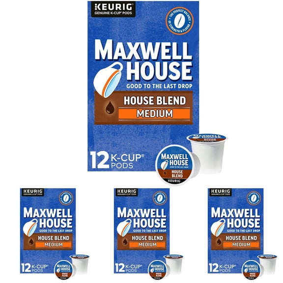Maxwell House House Blend Medium Roast K-Cup Coffee Pods (12 Pods) (Pack Of 4).