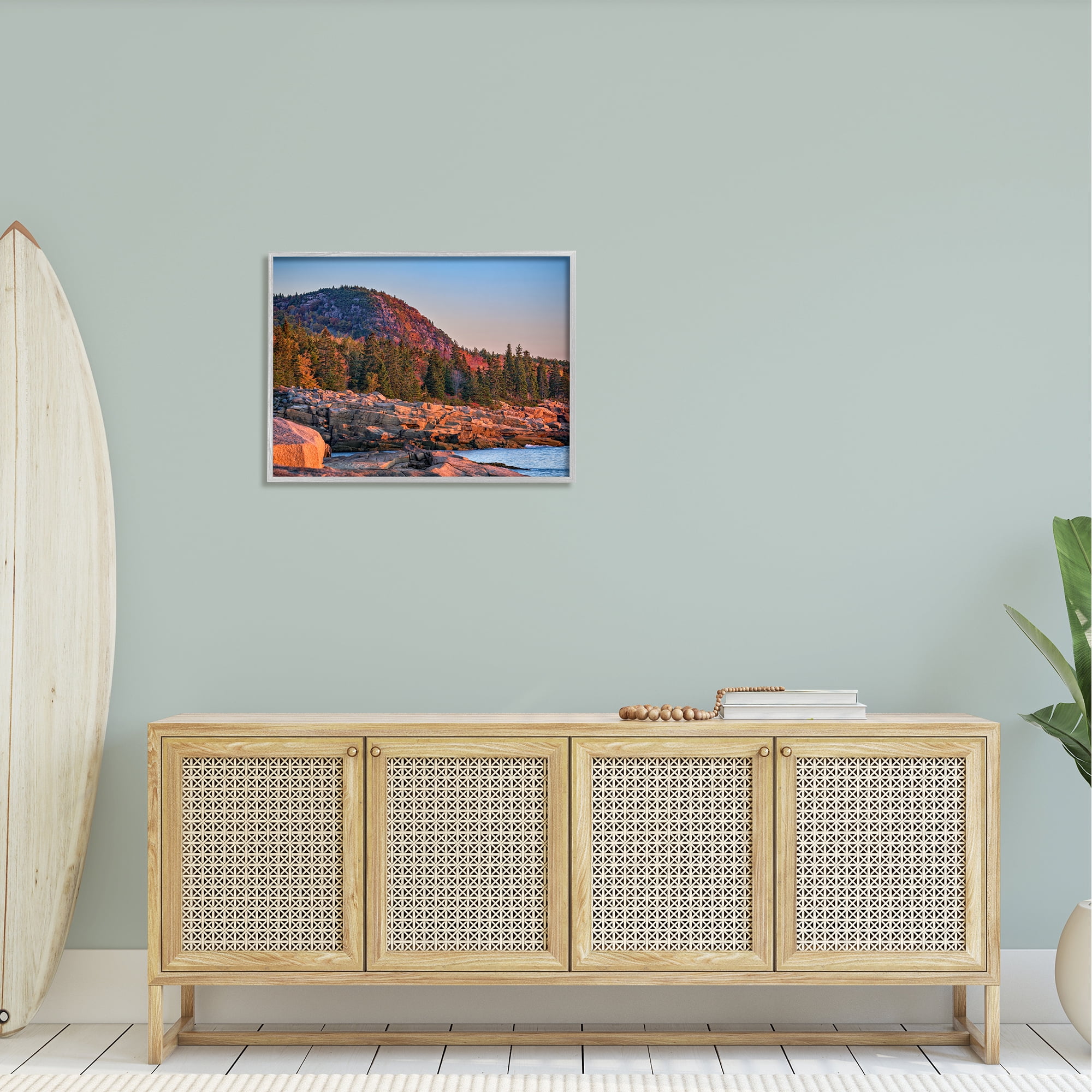 Stupell Rocky Seaside Mountain Cliff Landscape Photography Gray Framed Art Print Wall Art