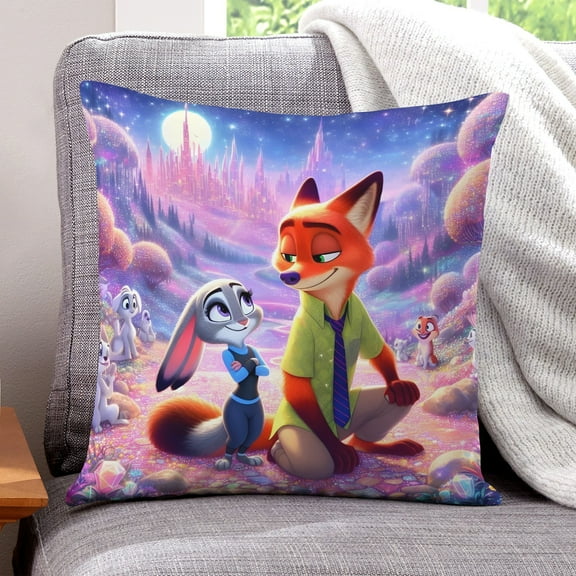Zootopia 2 Super Soft Pillowcase for Home Decor, Suitable for Living Room, Bed, Sofa, 18×18 Inches
