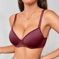 thumbnail image 2 of GEWSEY Womens Unlined Underwire Bras Sheer Mesh Plunge Bralette Push Up Balconette Bra Triangle Minimizer Seamless Tshirt Bras (Wine, 85B), 2 of 6