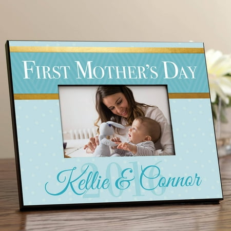 Day Picture Frame - First Mother's Day Personalized Picture Frame, Blue