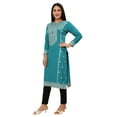 thumbnail image 4 of Maple Clothing Indian Kurta for Women Printed India Tunics Tops (Turquoise, XXL), 4 of 6