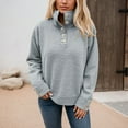 thumbnail image 2 of Bibifish Womens Sweaters Soft Knit Long Sleeve Stand Collar Sweaters With Button Detail Oversized Cozy Fall Winter Workout Casual Pullover Tops, 2 of 6