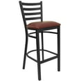 thumbnail image 1 of HERCULES Series Black Ladder Back Metal Restaurant Barstool - Burgundy Vinyl Seat, 1 of 8
