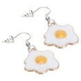thumbnail image 4 of 1 Pair Poached Egg Dangle Eardrop Earrings Food Charm Excellent Ear Jewelry Gift, 4 of 8