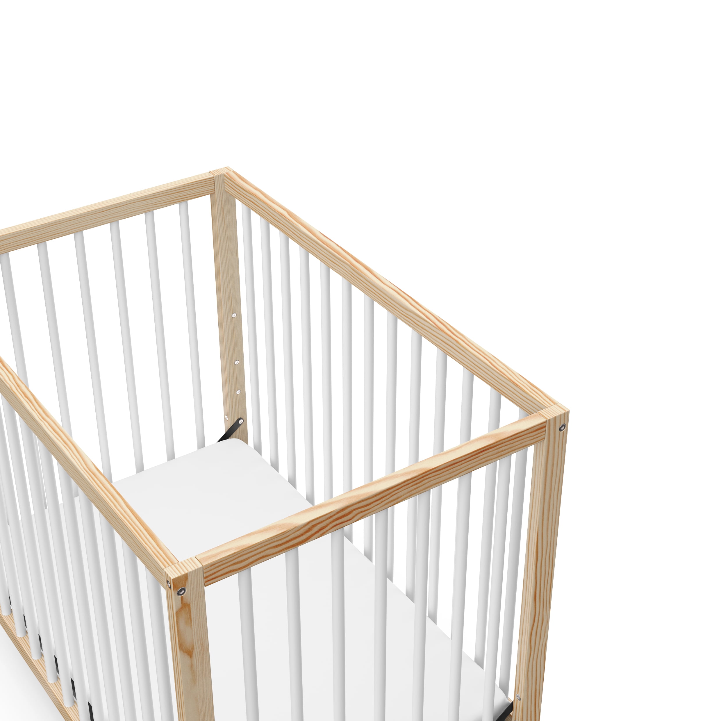 Graco Teddi 4-in-1 Convertible Mini Baby Crib with Mattress, Natural with White