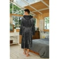 thumbnail image 3 of U2SKIIN Mens Hooded Robe, Plush Soft Warm Mid Length Fleece Bathrobe for Men,(Dark Grey,S-M), 3 of 5