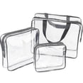 thumbnail image 1 of 3 Pieces Large Clear Travel Bags for Toiletries, Waterproof Clear Plastic Cosmetic Makeup Bags, Transparent Packing Organizer Storage Bags (Black), 1 of 4