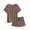 Brown, variant on Pajamas Set Women's Short Sleeve 2 Piece PJ Sets V Neck Comfy Sleepwear Loungewear with Pockets Wine Red L
