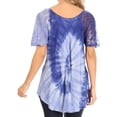 thumbnail image 2 of Sakkas Petra Women's Casual Loose Flared Corset Short Sleeve Lace Blouse Top Tunic - Blue - Plus Size, 2 of 5