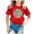 thumbnail image 1 of WEAIXIMIUNG Vêtements pour Enfants 9-10 Filles Mignons Enfants Saison de Rentrée Imprimé Graphique Col Rond Manches Courtes T-Shirt Décontracté d'Été, 1 of 4
